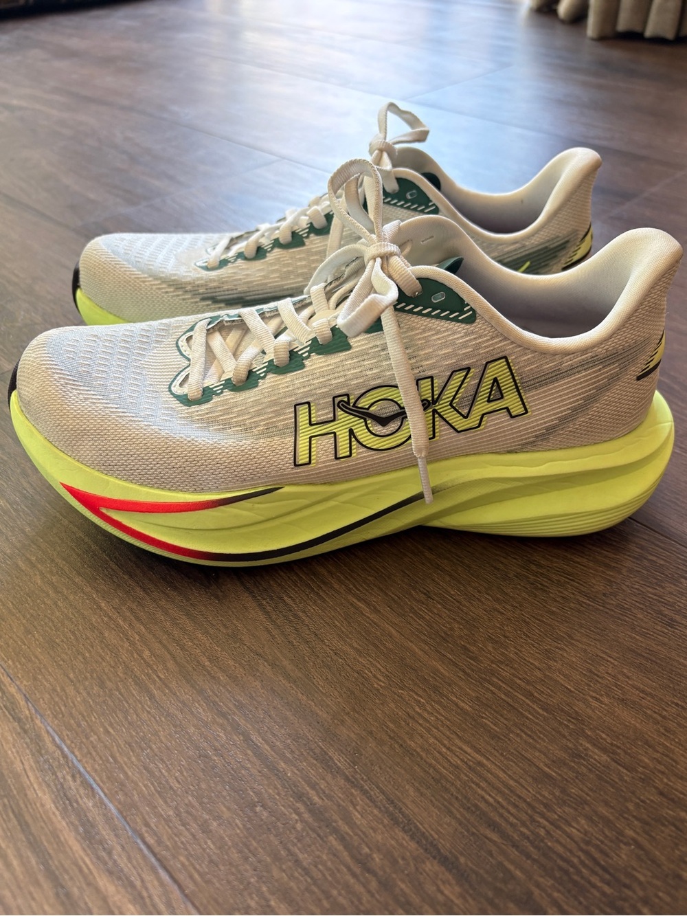 Women's HOKA Mach 7 Road Running Shoes - Frost / Neon Yuzu